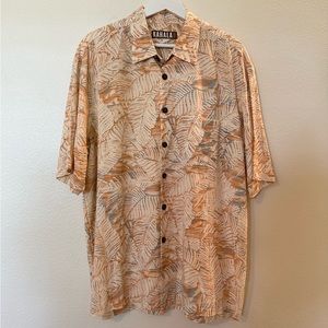 KAHALA Men’s Short Sleeve Hawaiian Print Fern Design, great conditon